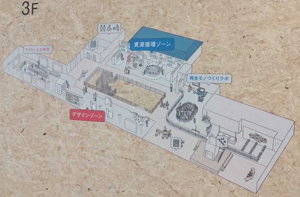 アクティビティ「再生ものづくりラボ」のあるジュノパークの3階のフロアマップ